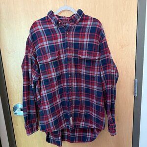 Abercrombie & Fitch Red Navy Plaid Flannel Shirt Men’s XL